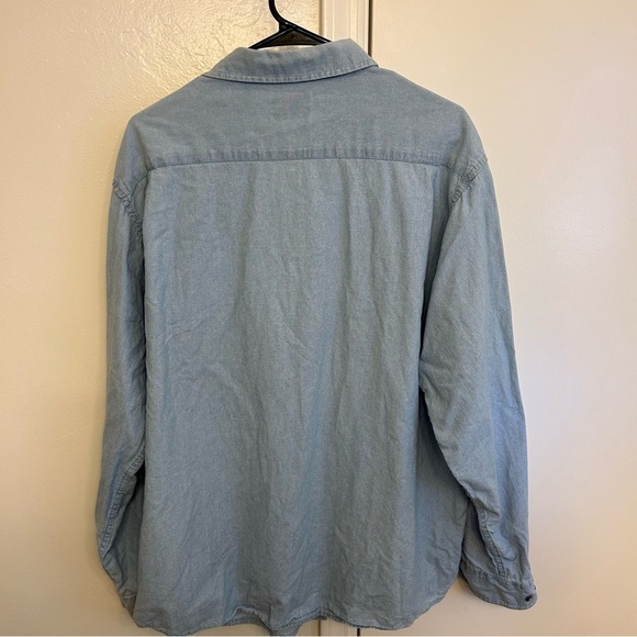 Wrangler Men’s XL Premium Quality Light Blue Denim Button Down Shirt Long Sleeve - Picture 7 of 7